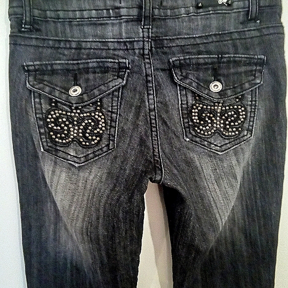 RECRUIT Black Wash Distressed  Jeans with Stud detailing - Picture 7 of 12